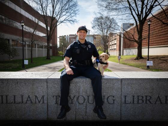 Handler Officer Michael Culver and K9 puppy Hudson